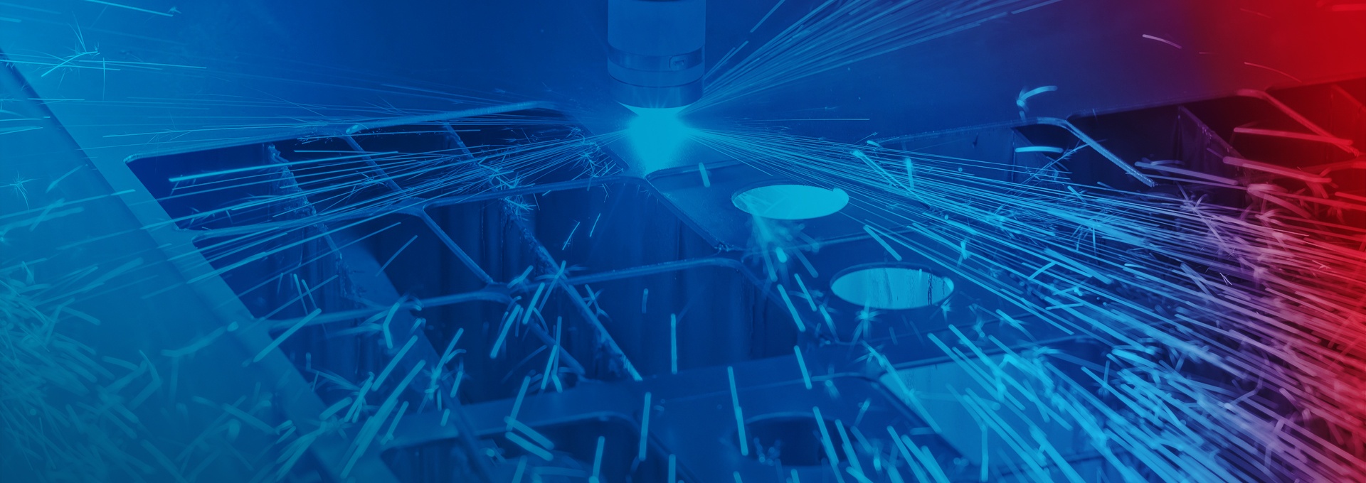 Material processing machines cuts sheet metal with a laser.