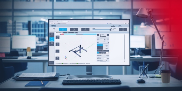 Zeigt einen Monitor mit Programmierung von hochwertigen und modernen HMI-Design. Dies funkniert mit WebIQ, der HMI- und SCADA-Lösung von Smart HMI.