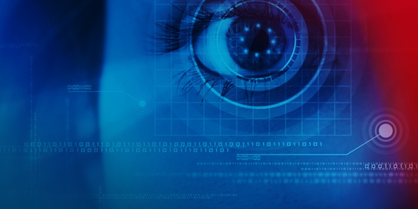 Menschliches Auge in einen digitalen Screen integriert