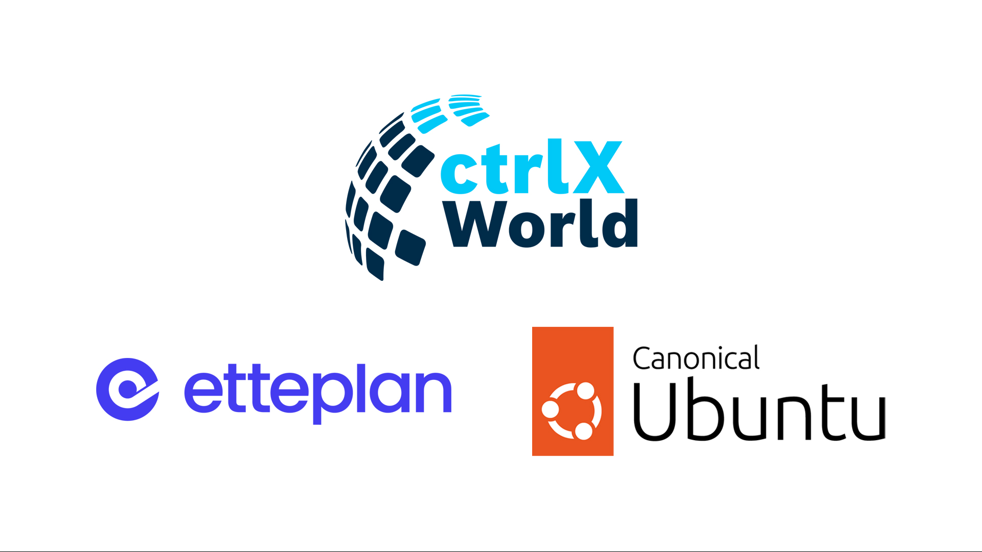 ctrlXOS Partner Etteplan und Canonical, Logo ctrlX AUTOMATION, Etteplan und Canonical Ubuntu