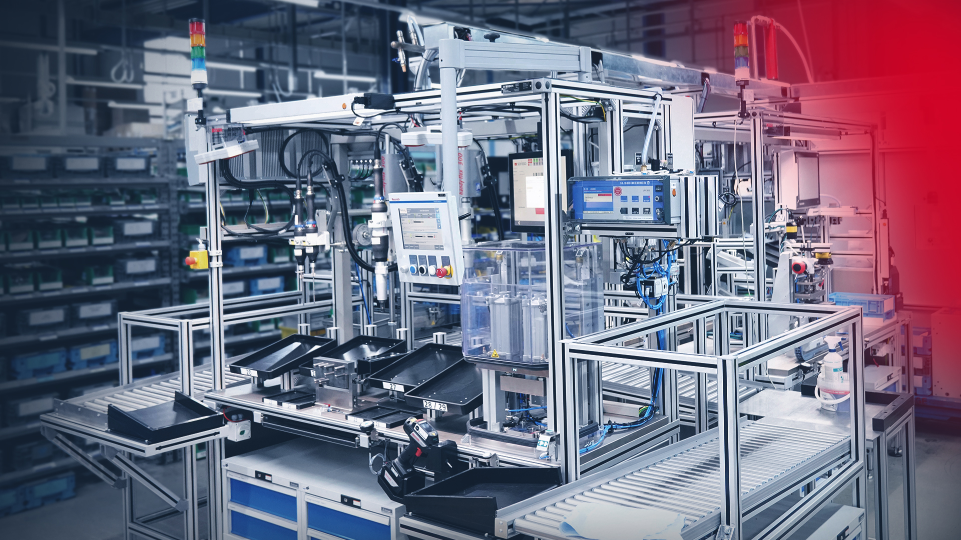 Industrial assembly station for semi-automated production of goods